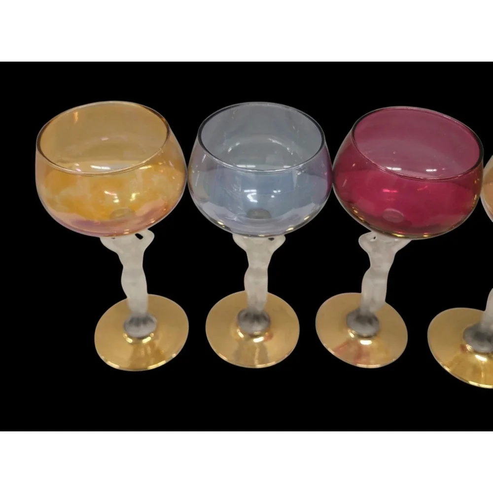 SET OF 5  BAYEL FRANCE PATTERN BACHANTE NUDE GLASSES